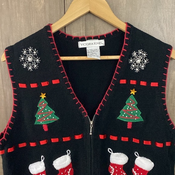 Victoria Jones Vintage Festive Christmas Sweater Cotton Blend Women's Size XL - Picture 3 of 14